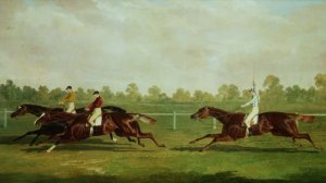 Benjamin Smith's Groom Leslie, with favourite hunter 'Avondale' in a landscape