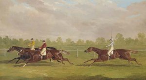 The Doncaster Gold Cup of 1835 with Lord Westminster's colt Touchstone, with William Scott up, Mr. Richardson's colt Hornsea